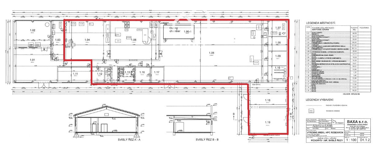 Půdorys s vyznačením