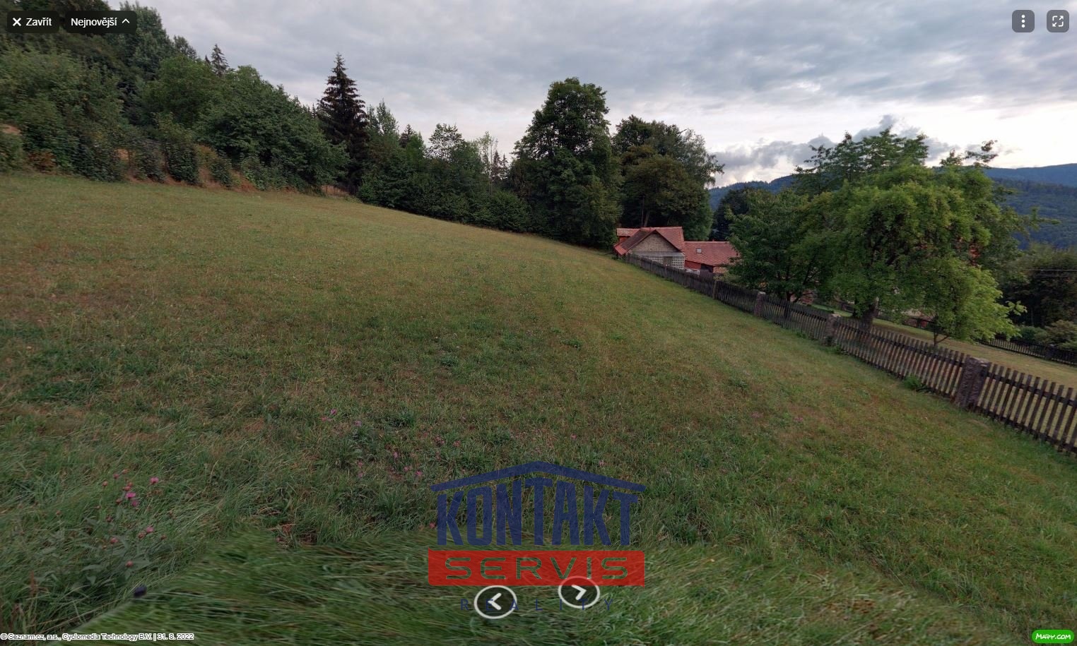Pohled na pozemek 1281,1
