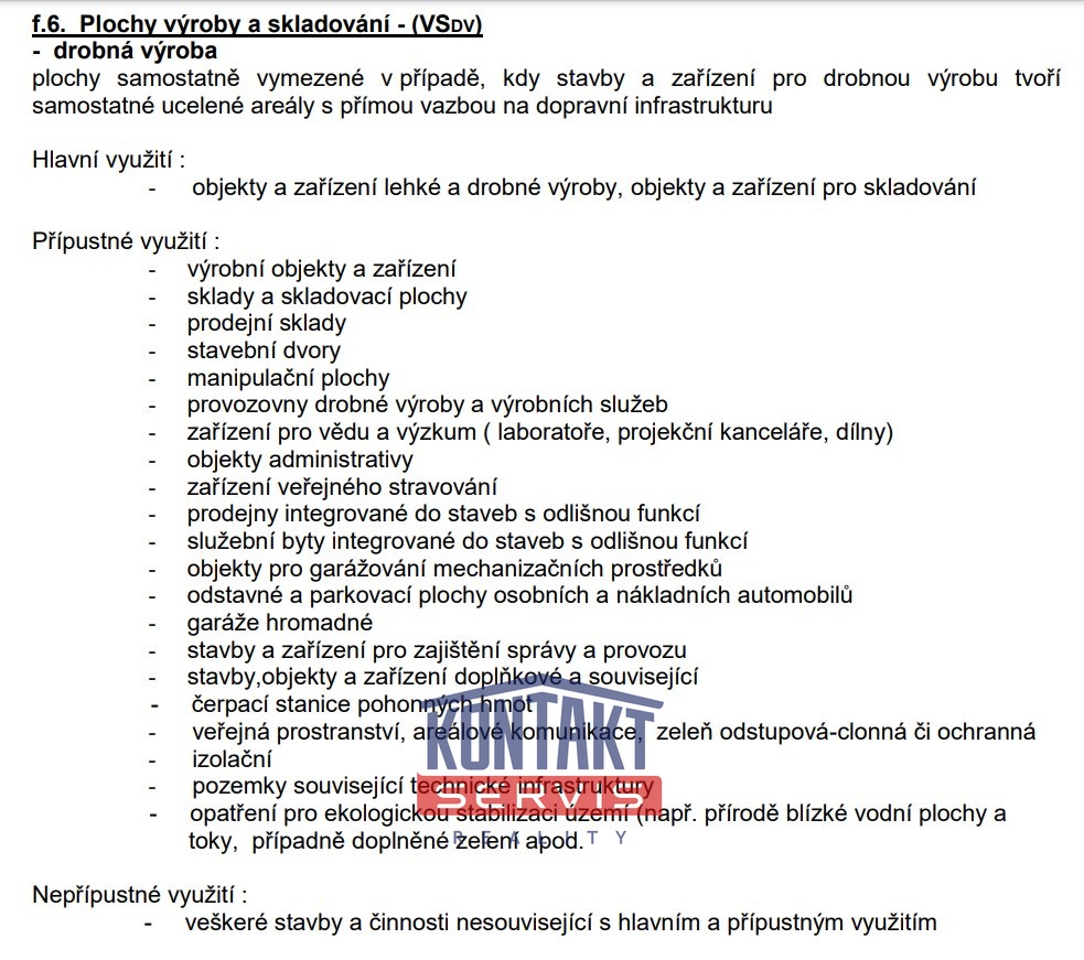 Znění Plochy výroby a skladování - (VSdv)