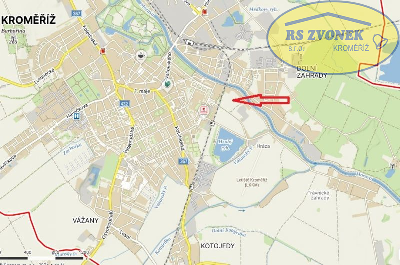 Pozemek 617 m2 pro výstavbu bungalovu 4+kk, Kroměříž