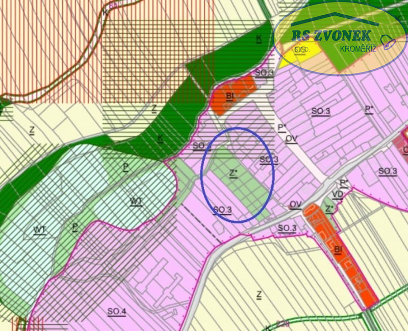 Pronájem zahrady 412 m2 Těšánky (okr. Kroměříž)