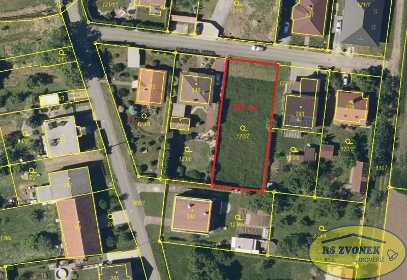 Prodej stavebního pozemku Zlobice u  Kroměříže