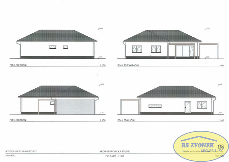 Pozemek 617 m2 pro výstavbu bungalovu 4+kk, Kroměříž
