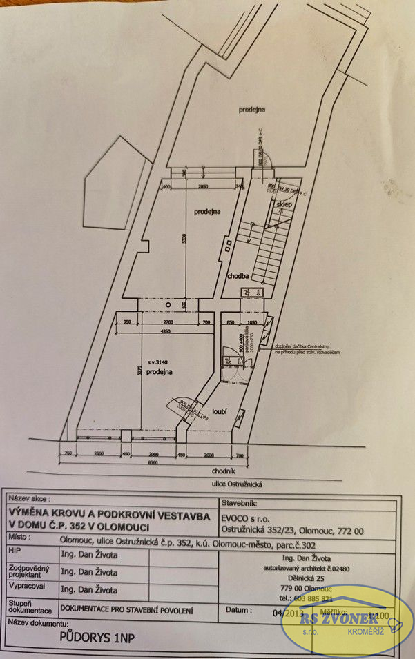 Pron. obchodu, ul. Ostružnická, Olomouc