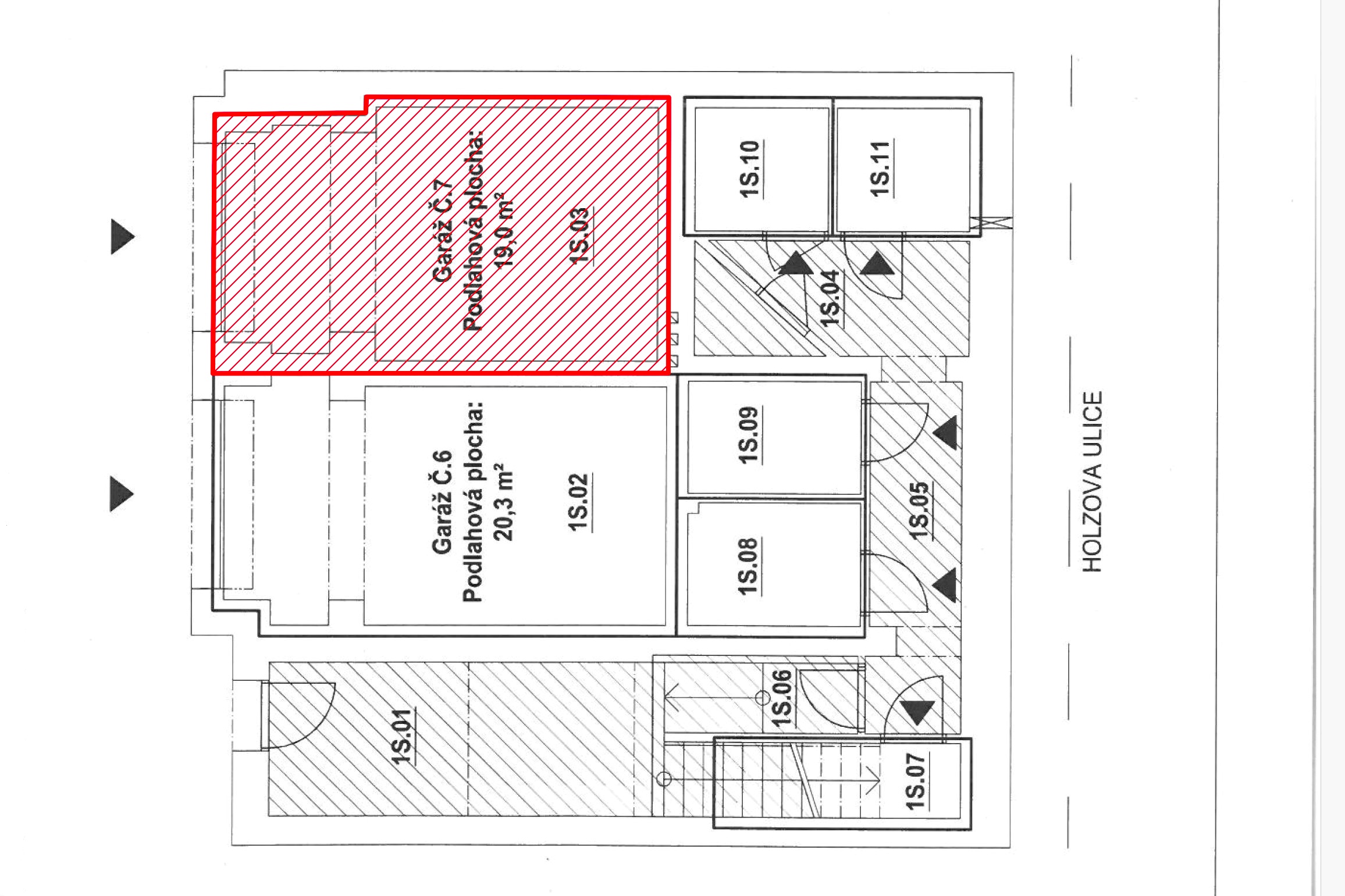 umĂ­stÄ?nĂ­ garĂĄĹže v prvnĂ­m podzemnĂ­m podlaĹžĂ
