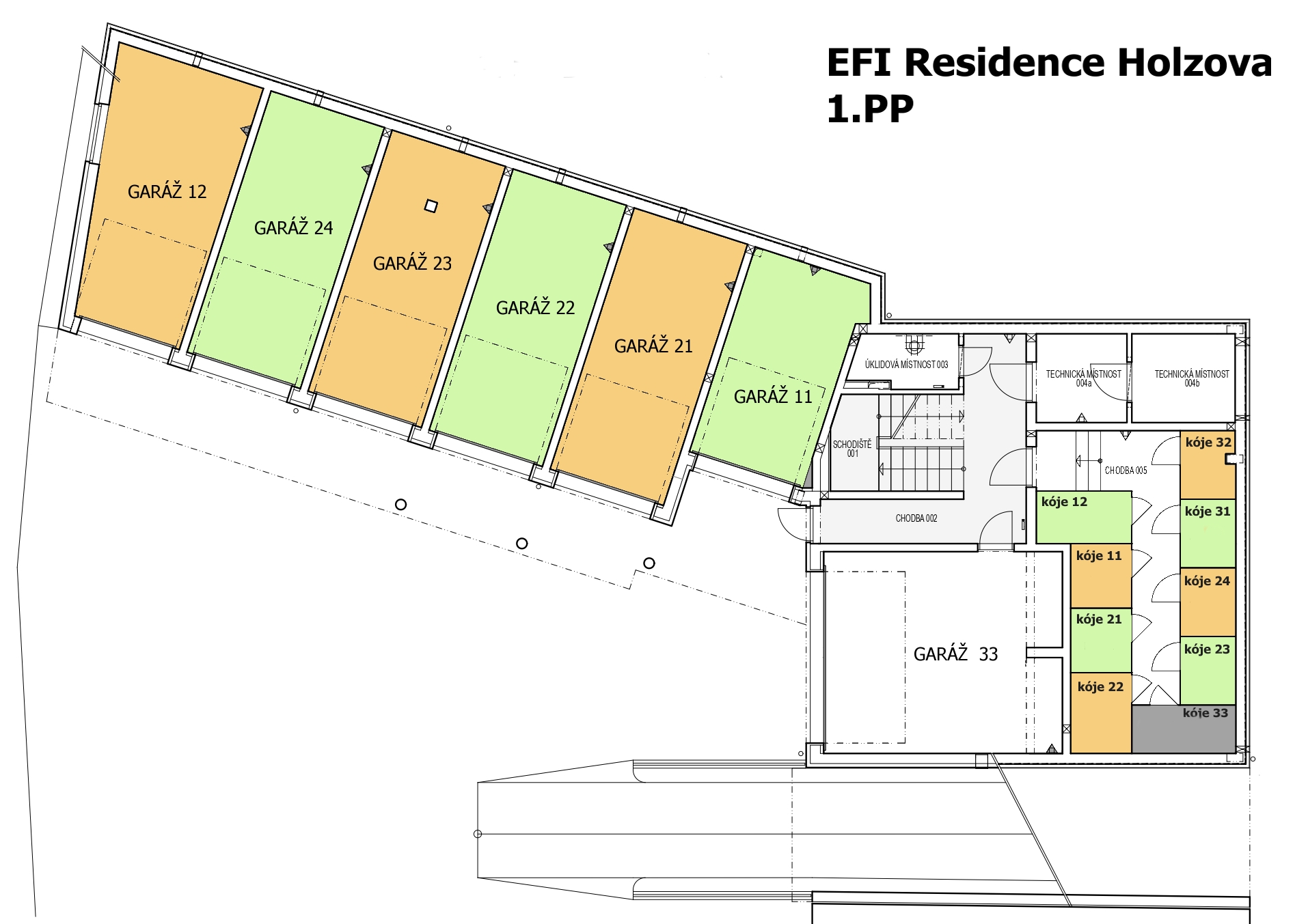 PlĂĄnek podzemnĂ­ho podlaĹžĂ­ se zakreslenĂ­m umĂ­