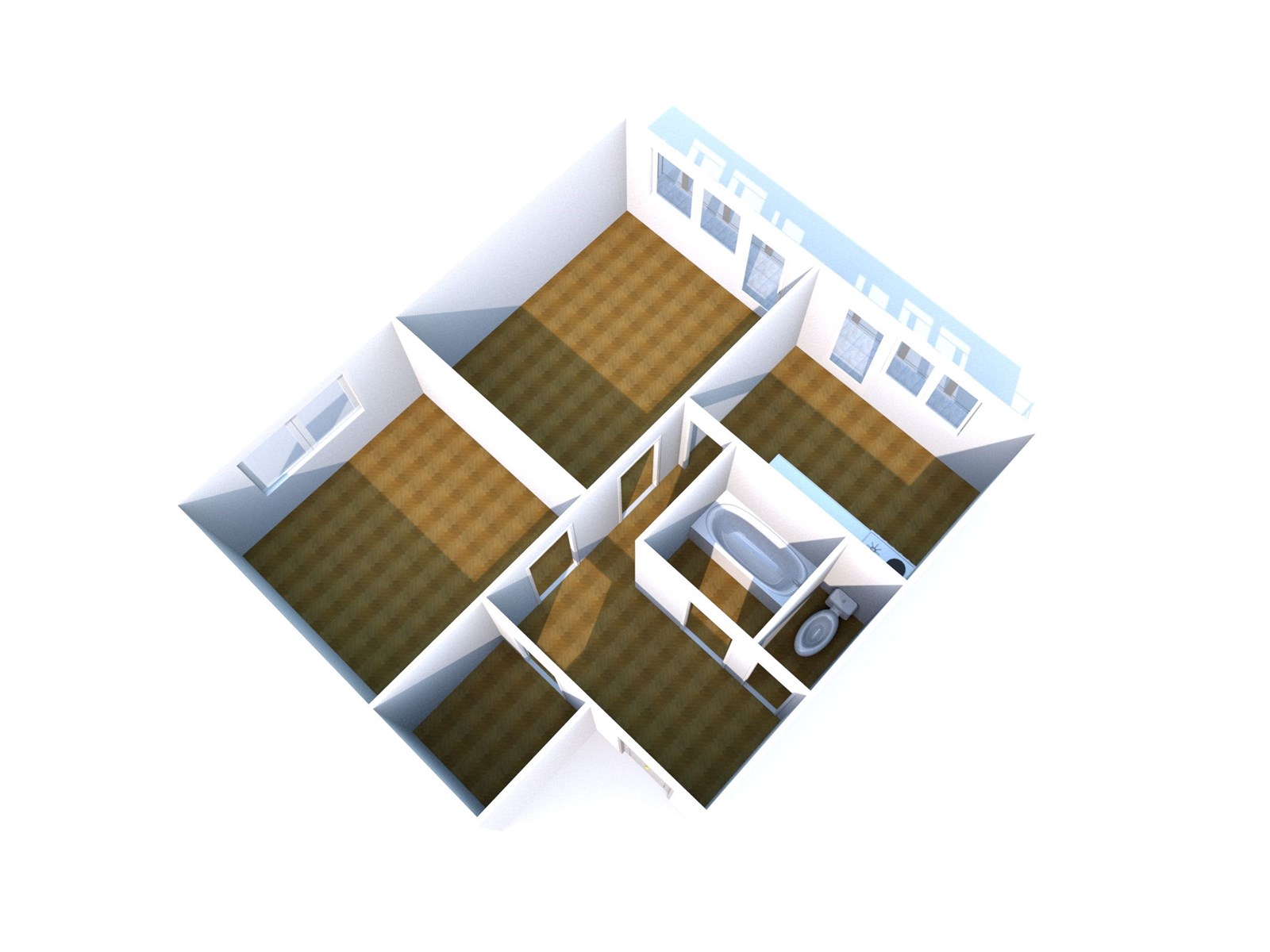 Podkrovní byt s parketovou podlahou, velkými okny 