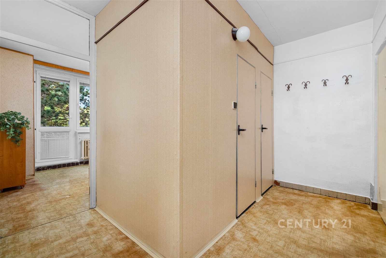 Vstupní chodba s vestavěnými skříněmi, světlé odst