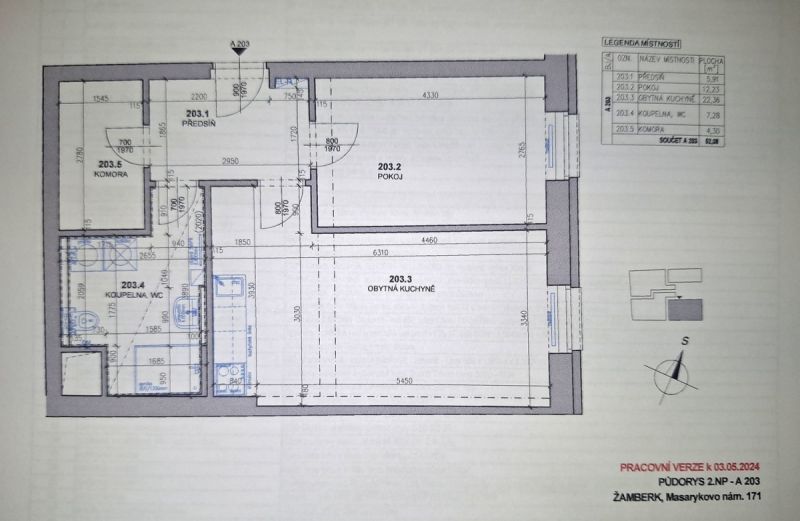 Pronájem bytu 2+kk v Žamberku - Masarykovo náměstí.