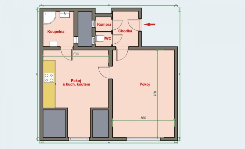 Pronájem bytu 2+kk (48m2), centrum Hr. Králové