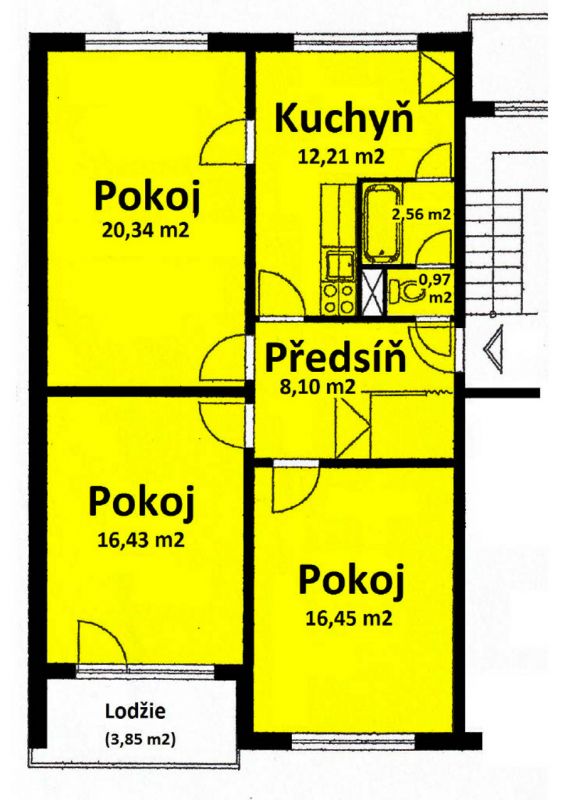 Byt 3+1/L, OV, Pod Lipou, Hořice, okr. Jičín