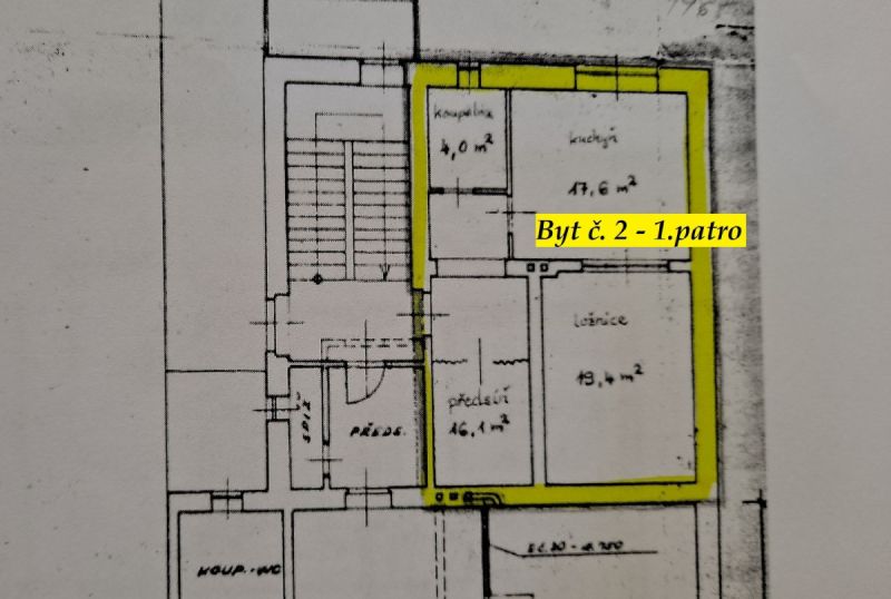 Pronájem prostorného bytu 1+1 v Opočně, Kupkovo ná