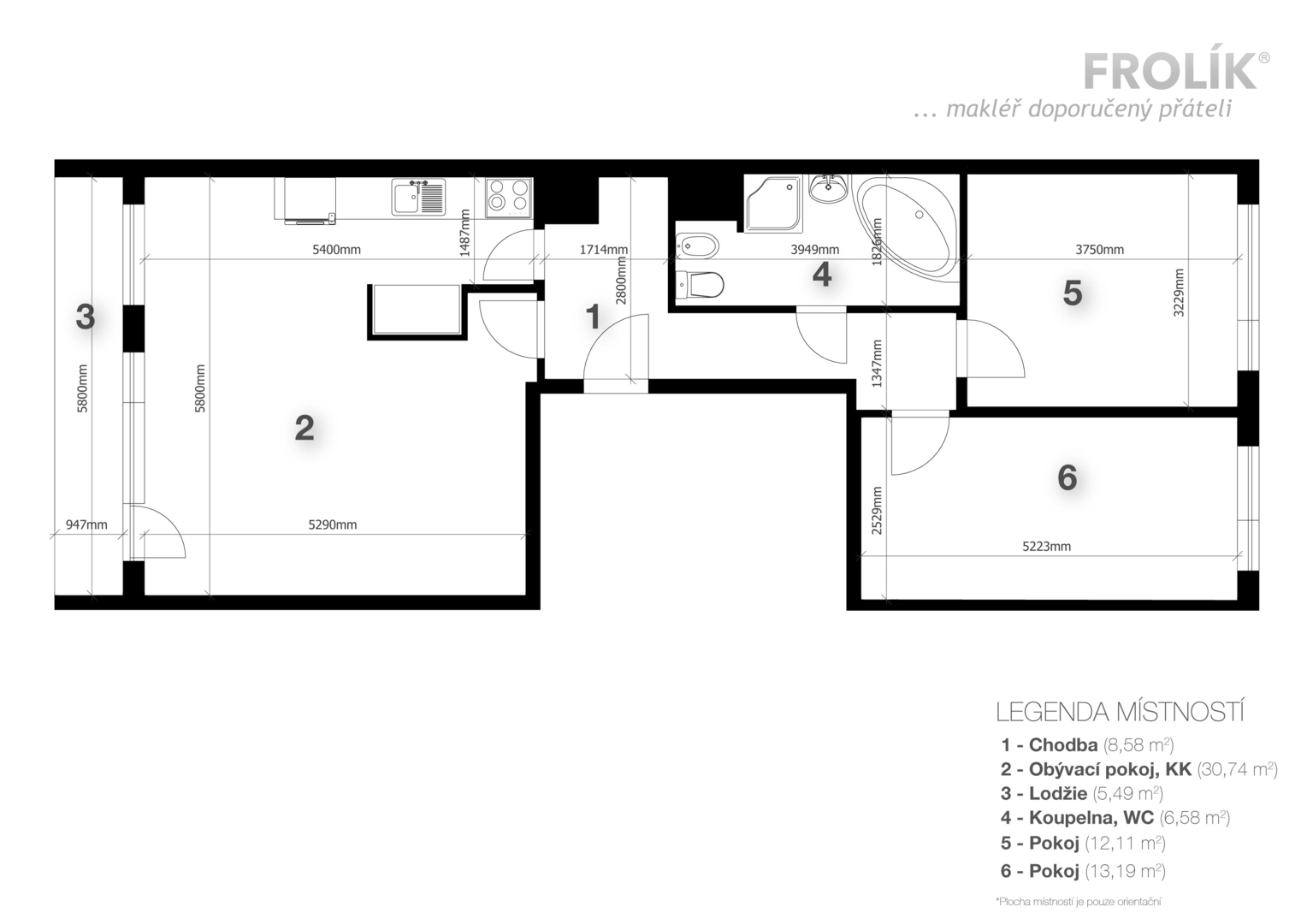 Částečně zrekonstruovaný byt 3+kk s lodžií - Praha