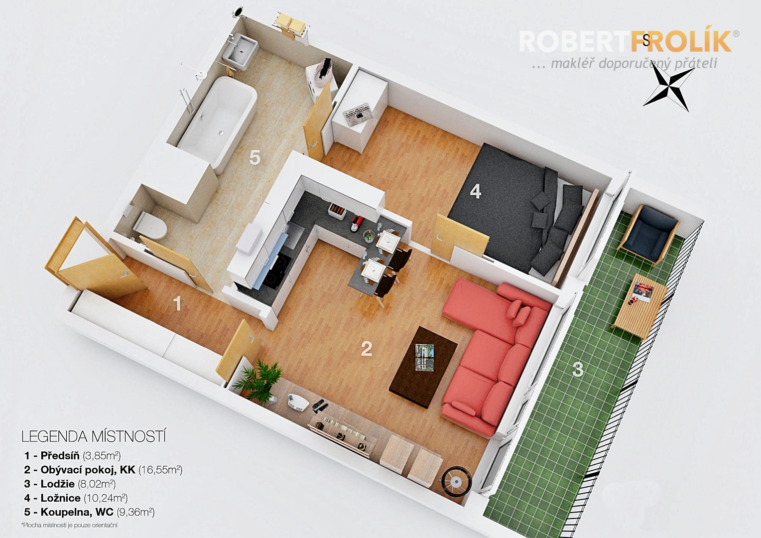 Zařízený byt 2+kk s lodžií - Praha 6, Ruzyně - Děd