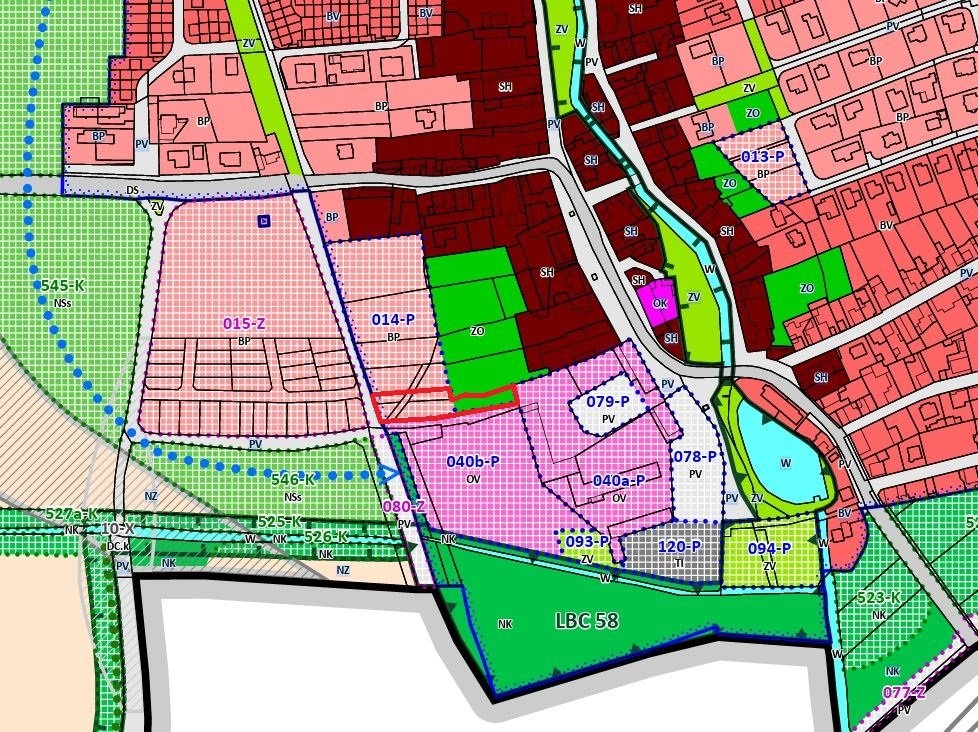 P vyznačené pozemky
