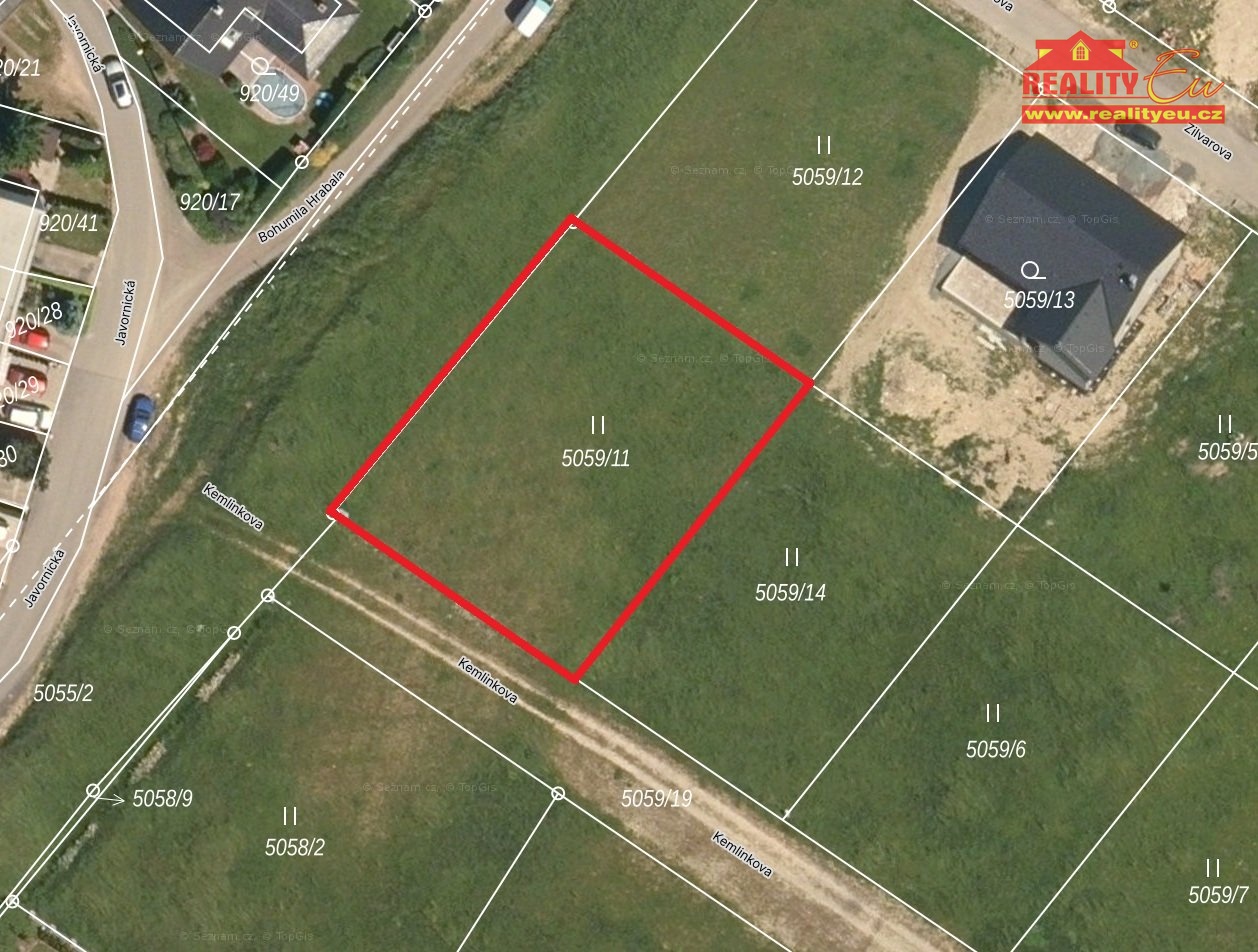 katastrální snímek se zákresem hranice