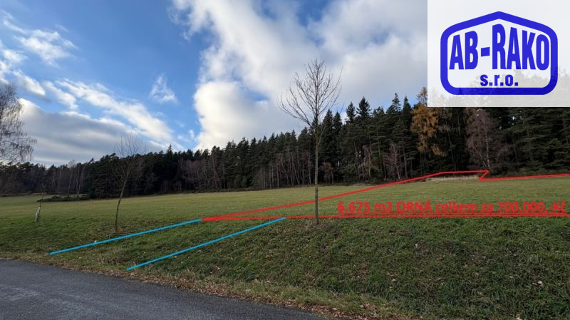 Jižní svah - ORNÁ pod lesem 0,66 ha ve Lhotě u Sedla