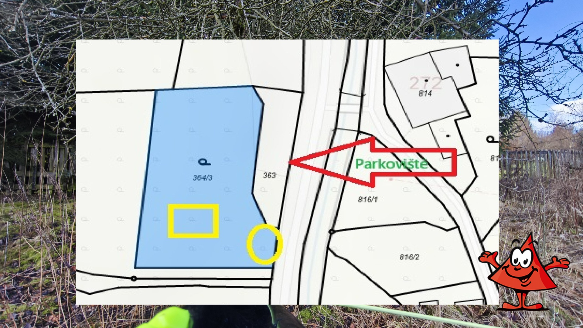 Mapa z katastrální mapy - s fotopozadím