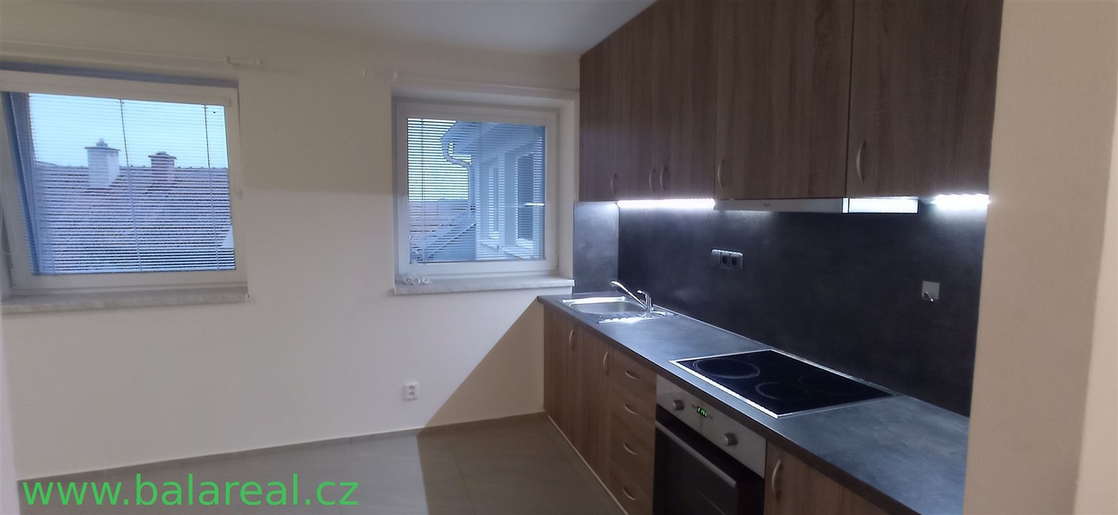 Moderní kuchyň, dřevěné skříňky, vestavěné spotřeb