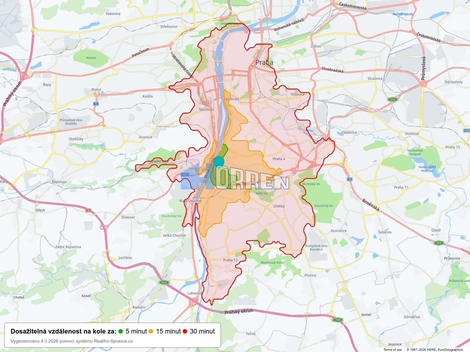 Dosažitelná vzdálenost: kolo