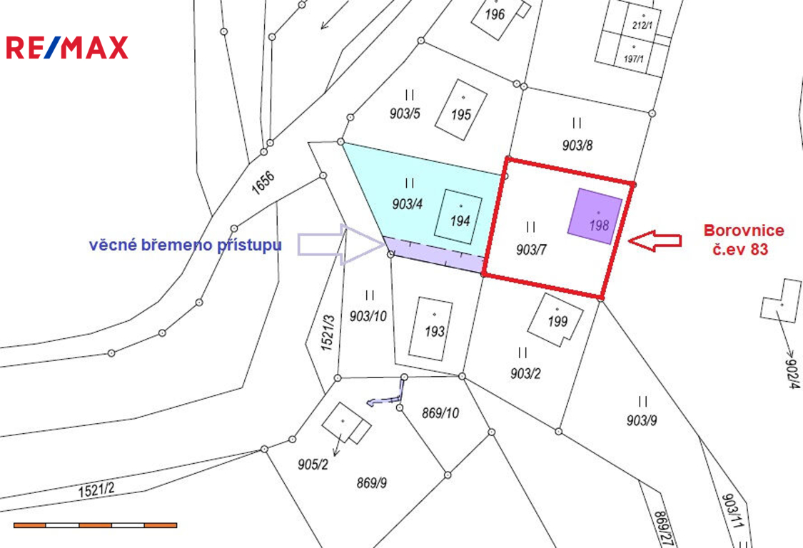 kat.mapa - vyznačení věcného břemene přístupu