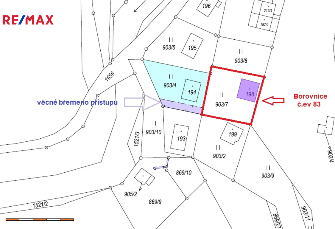 kat.mapa - vyznačení věcného břemene přístupu