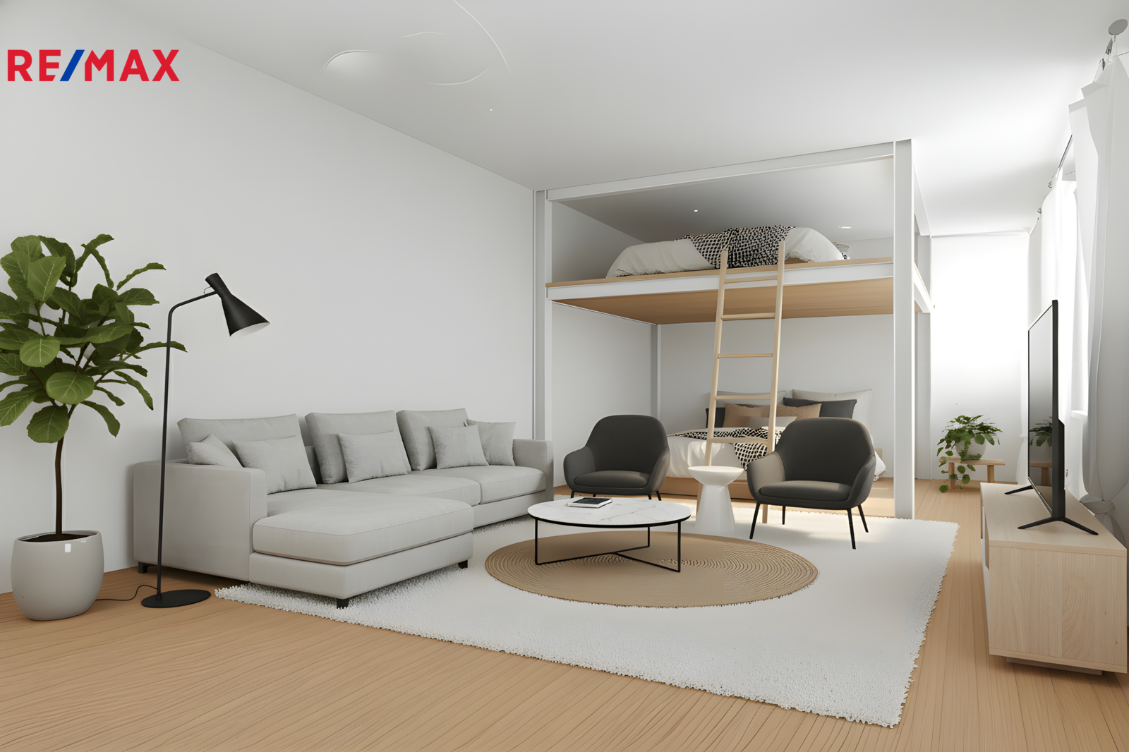Vizualizace – možnost přestavby interiéru na loft nebo moderní ateliér.