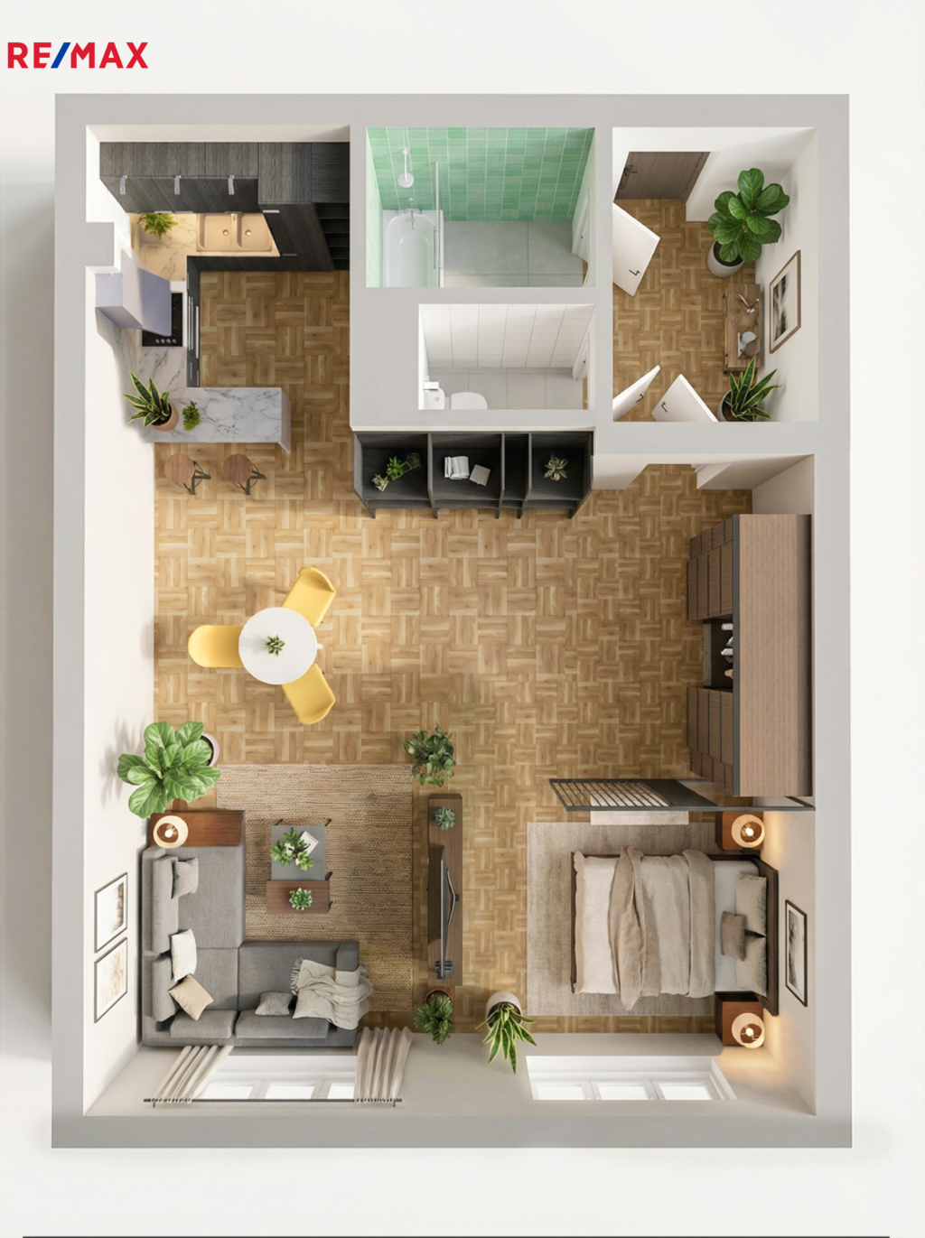 Vizualizace půdorysu po posunutí příčky