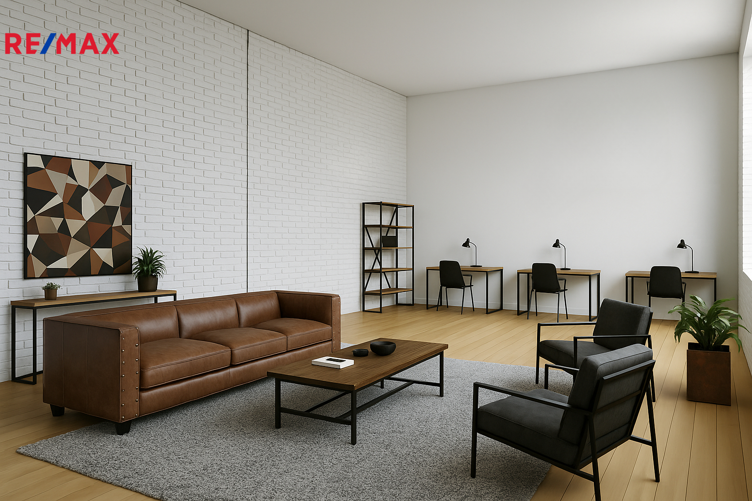 Vizualizace – varianta uspořádání jako sdílená kancelář nebo coworking