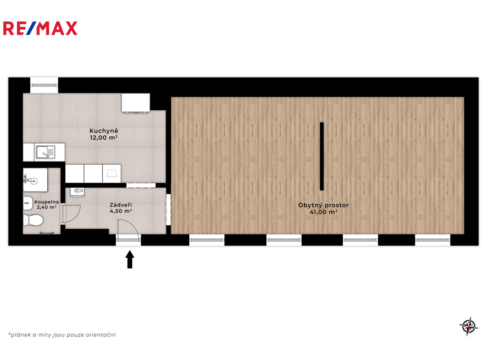 Půdorys objektu – aktuální dispozice s možností flexibilní přestavby