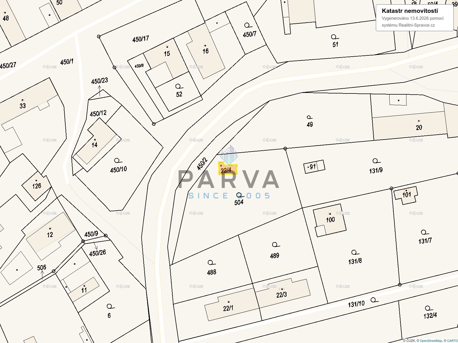 Mapa katastru nemovitostí