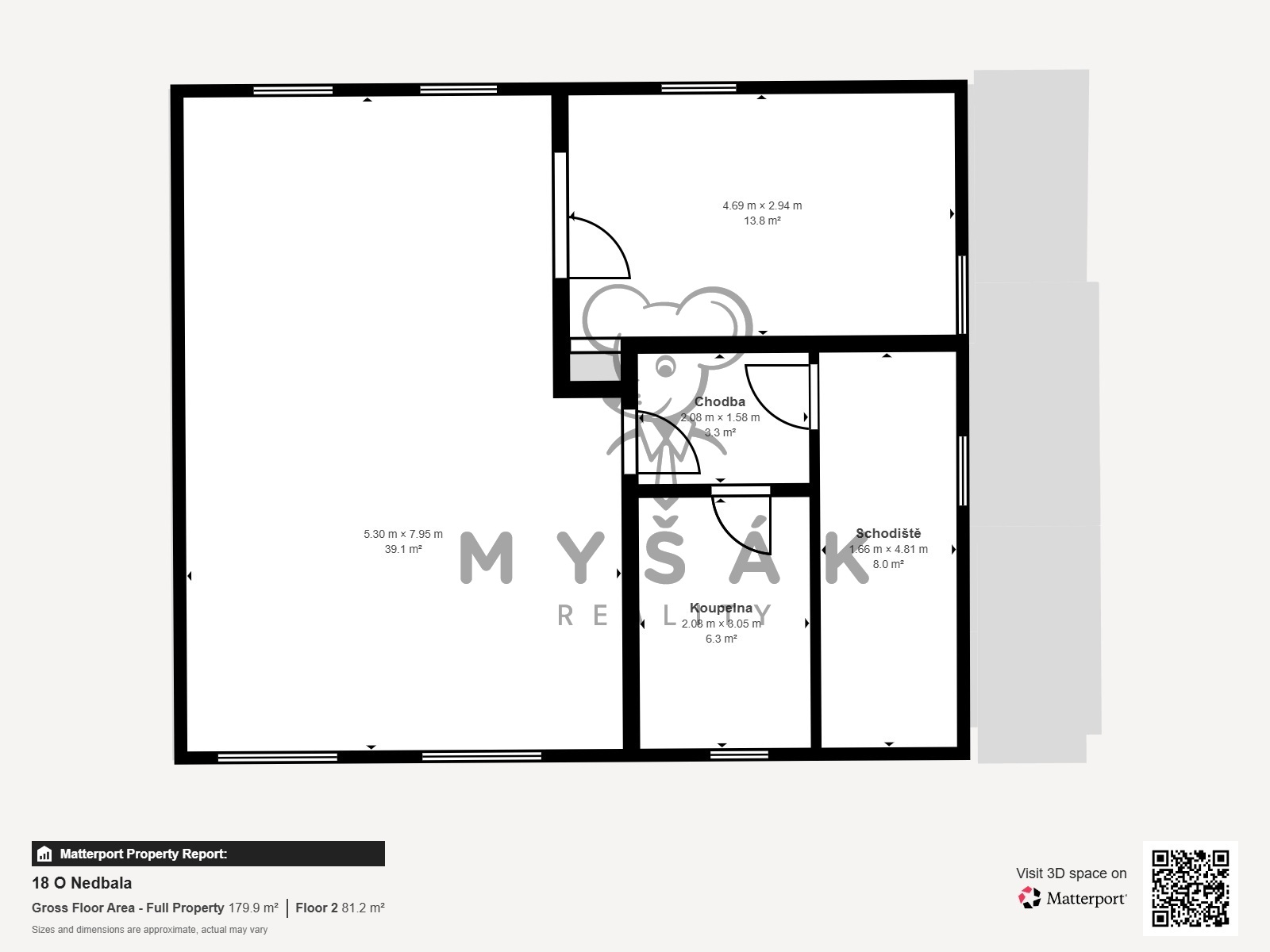 Matterport_O. Nedbala 332_18_ČB_půdorys_1. patro j