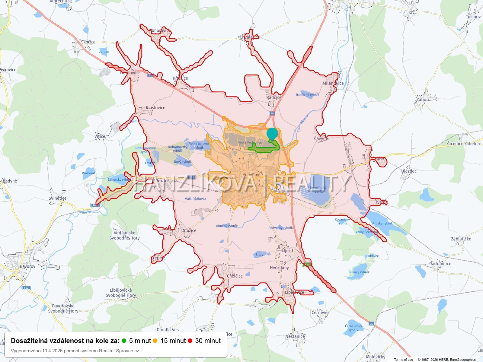 Dosažitelná vzdálenost: kolo