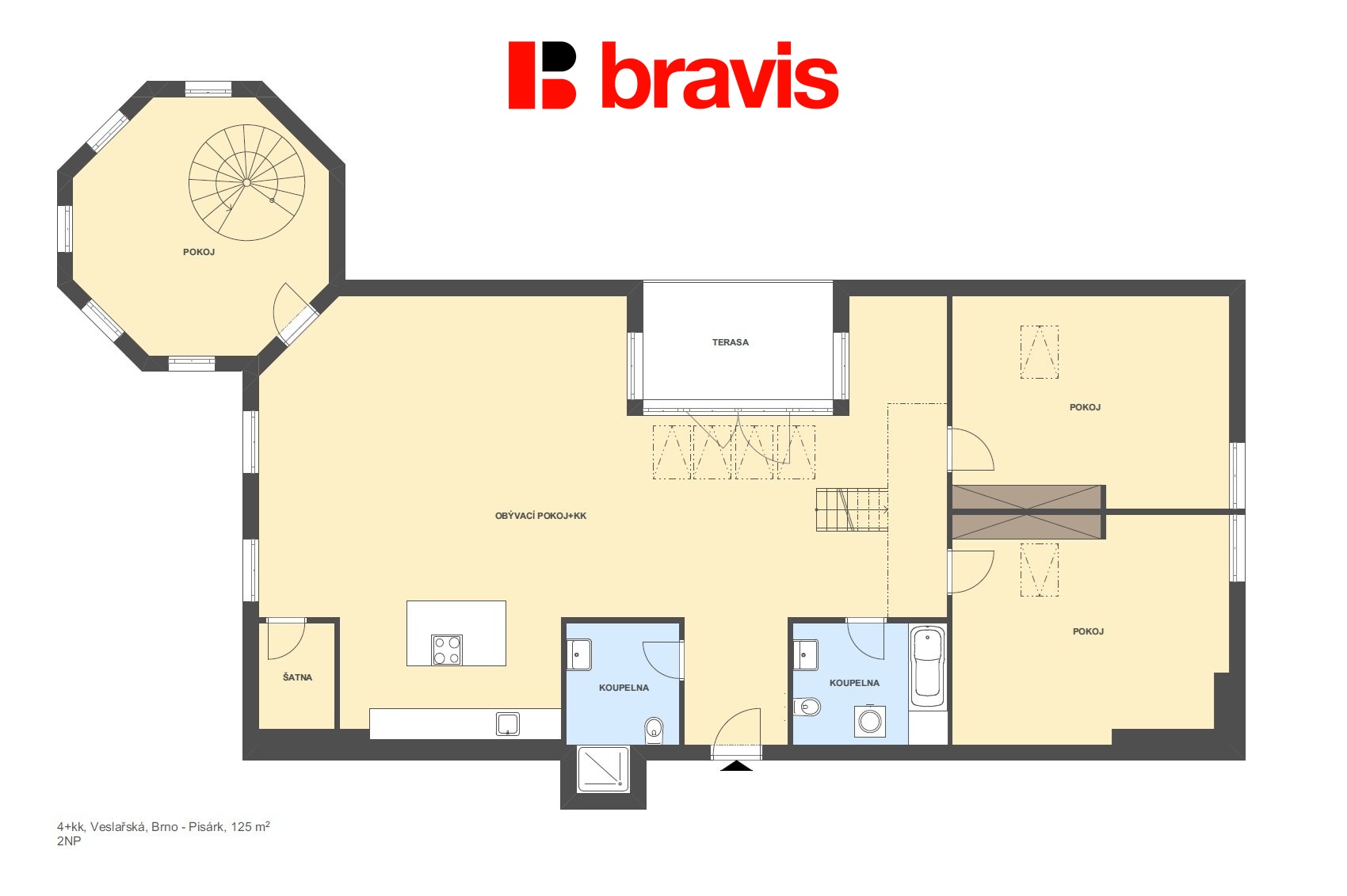 4+kk Veslařská 125m2 2NP