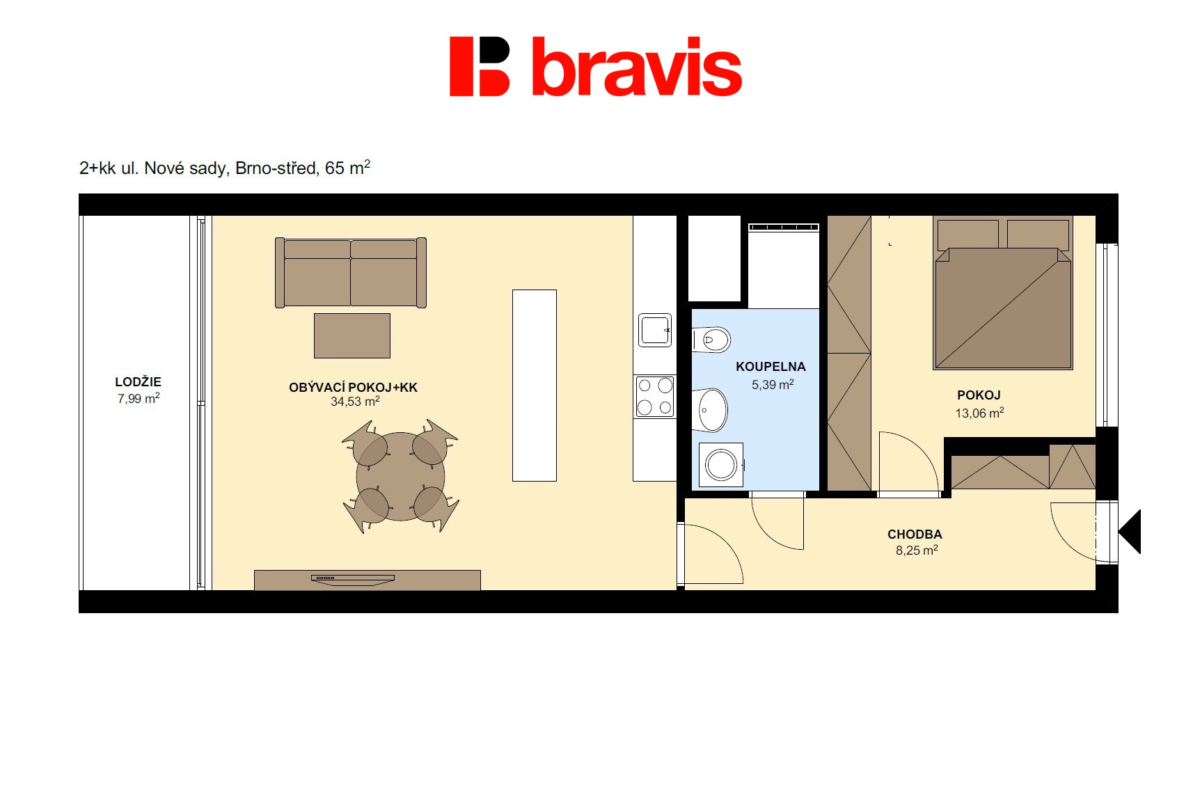 2+kk Nové Sady 65m2