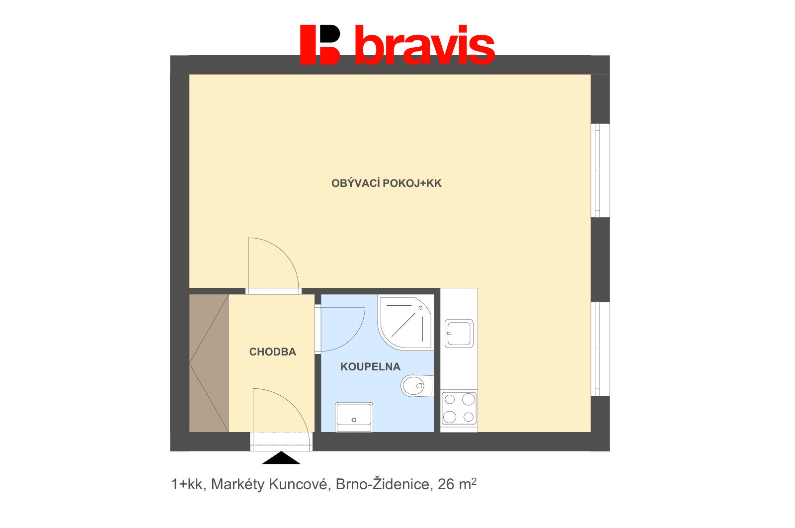 1+kk Markéty Kuncové 26m2