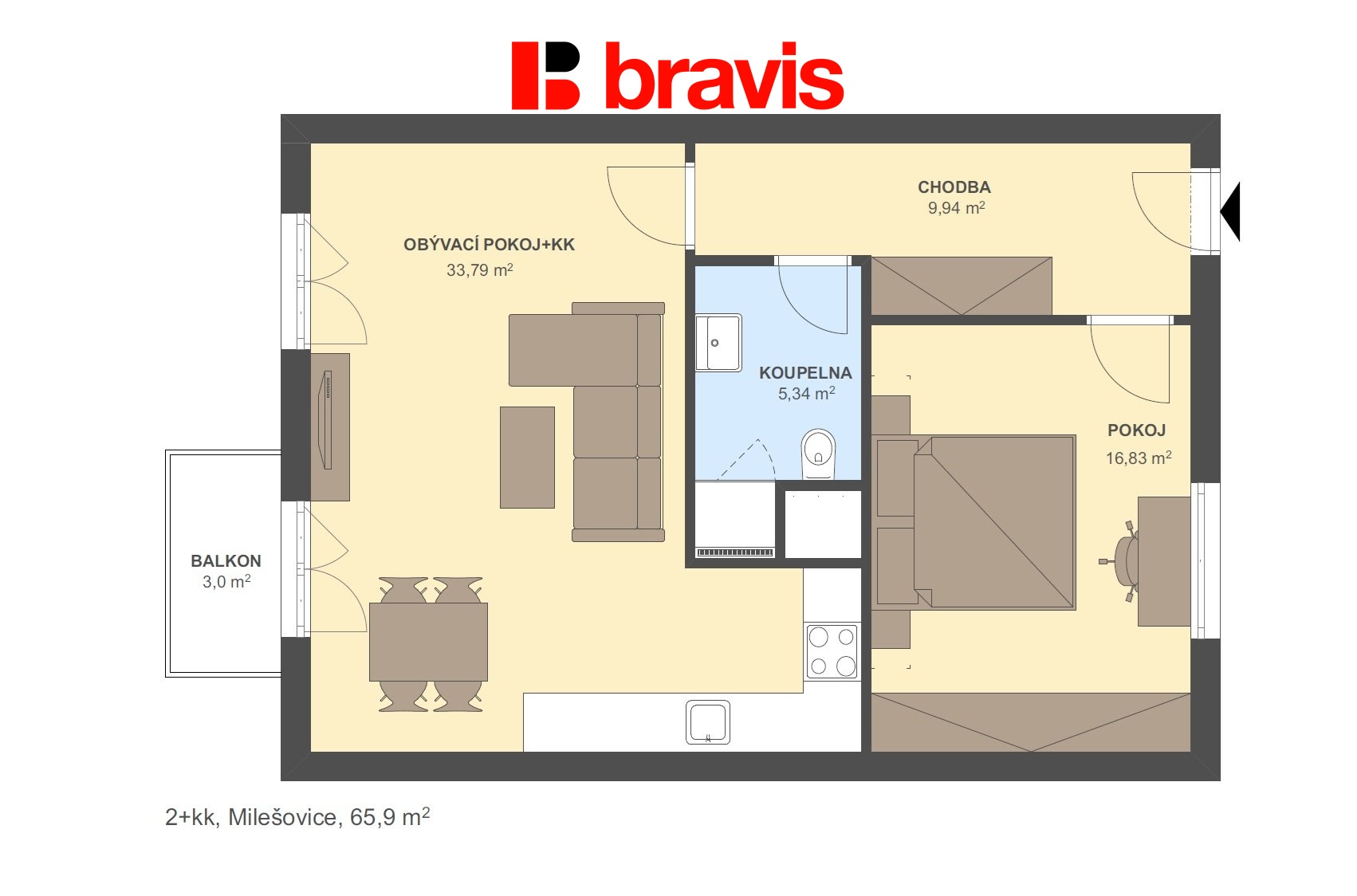 2+kk Milešovice 65,9m2