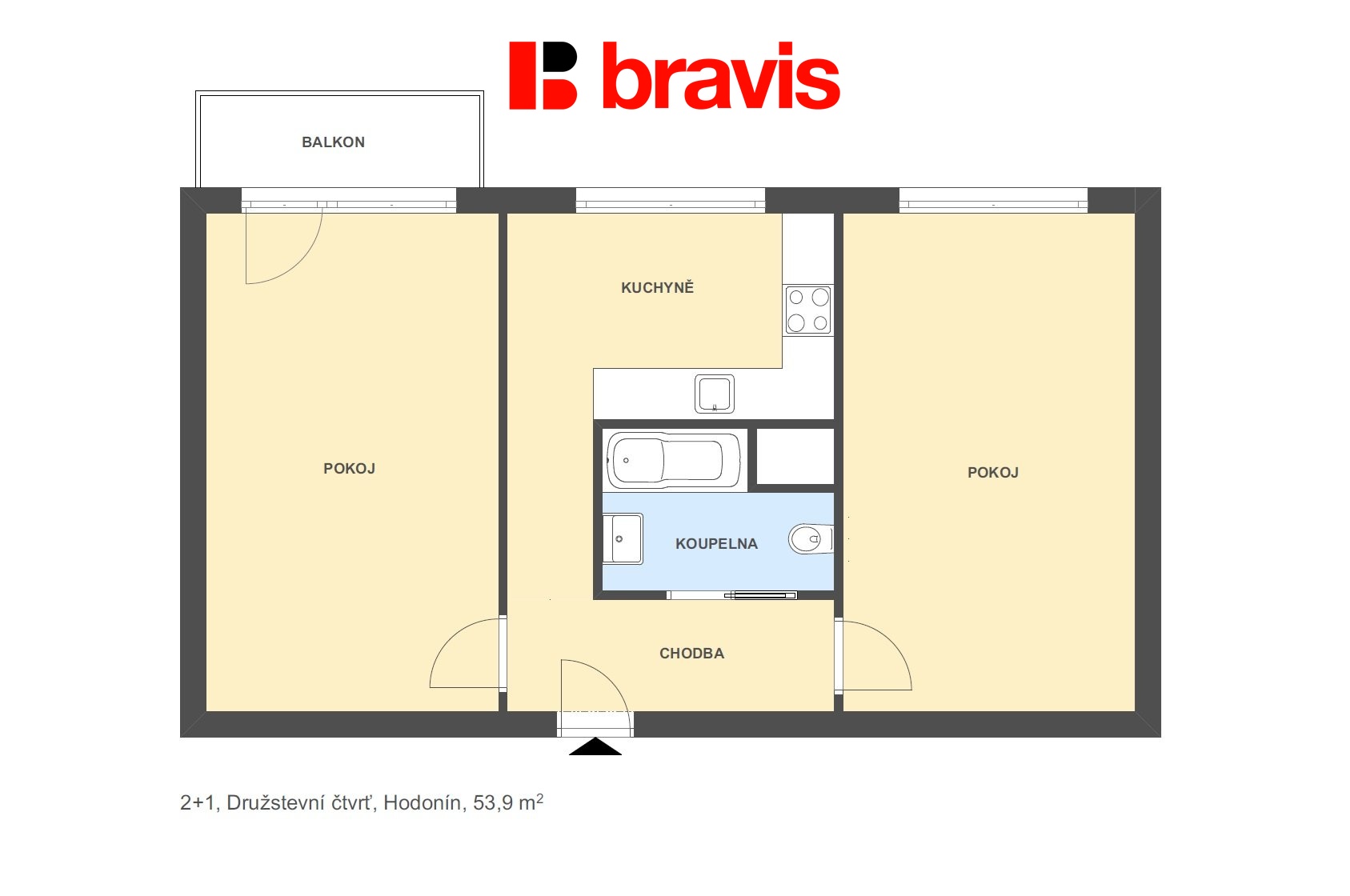 2+1 Družstevní čtvrť 53,9m2