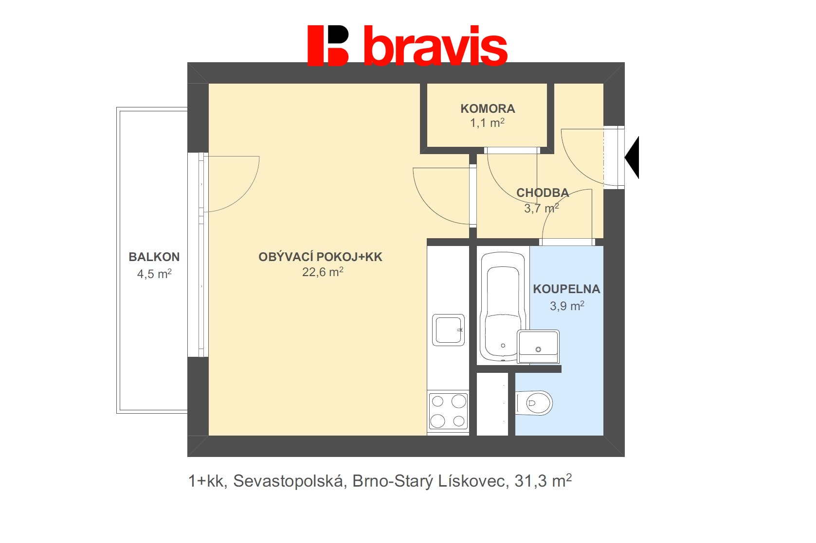 1+kk Sevastopolská 31,3m2