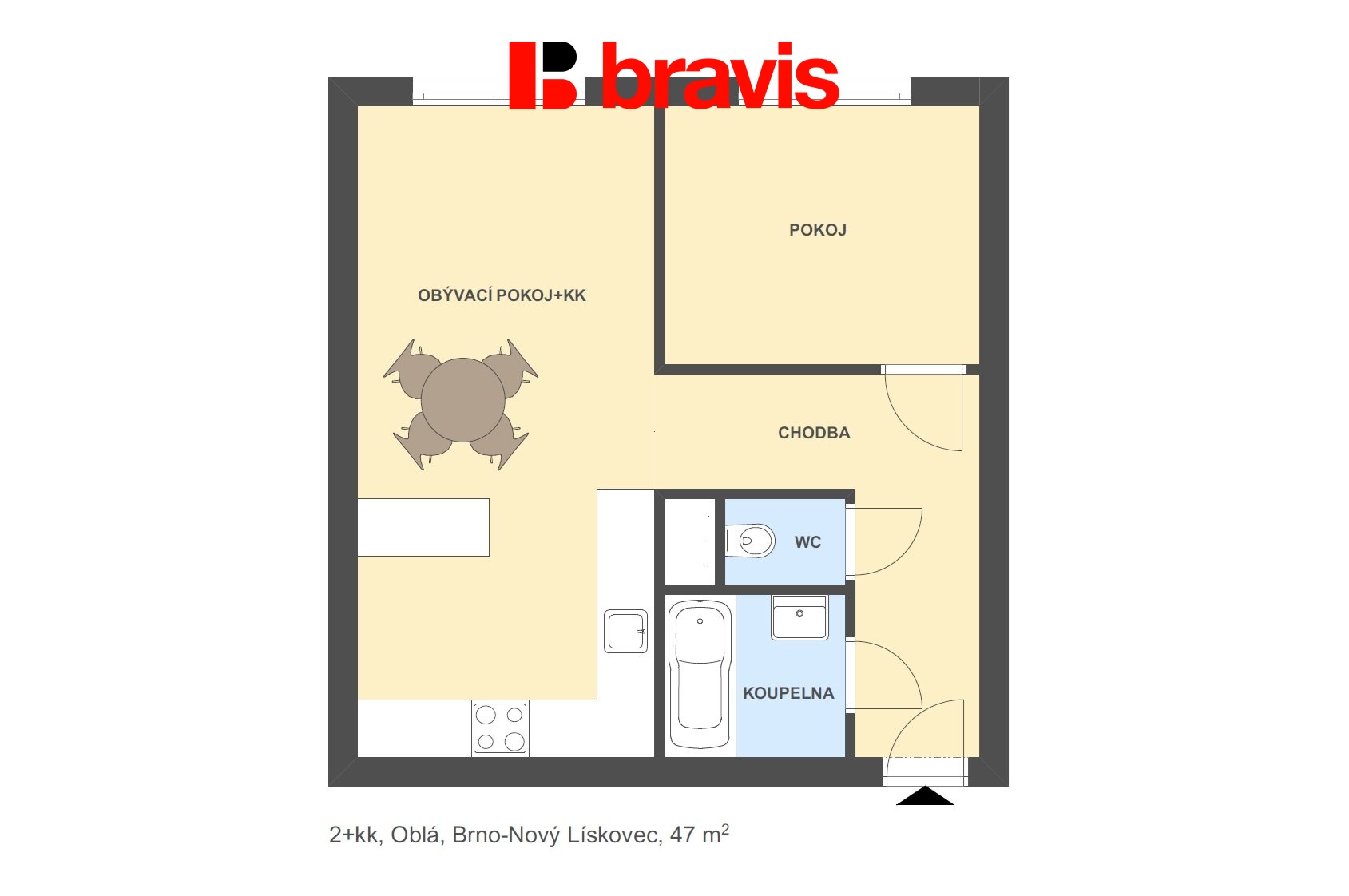 2+kk Oblá 47m2
