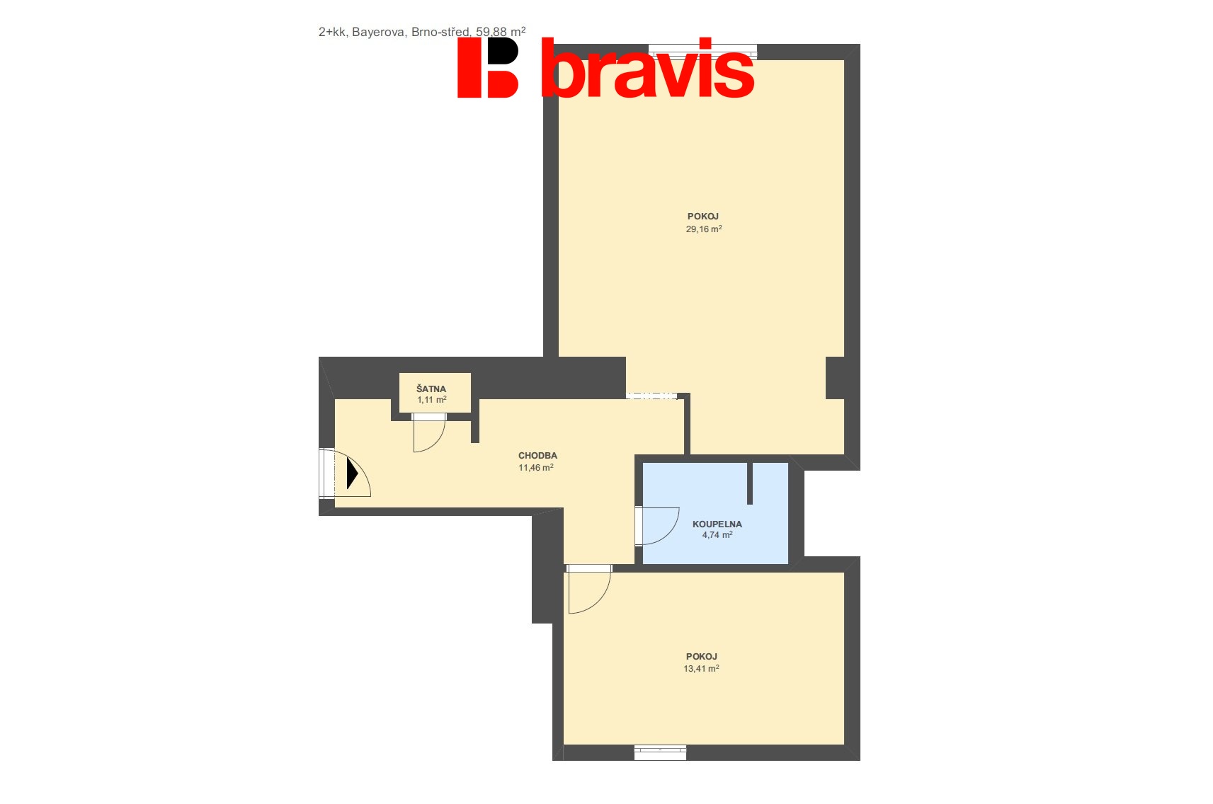 2+kk Bayerova 59,88m2 byt 36