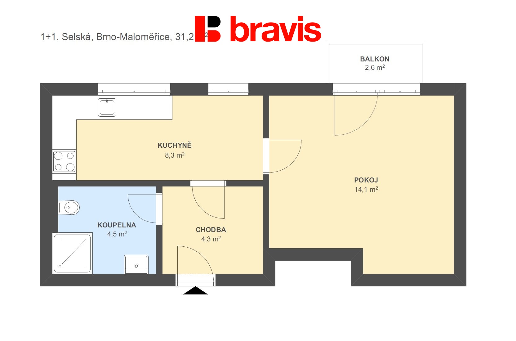 1+1 Sleská 31,2m2
