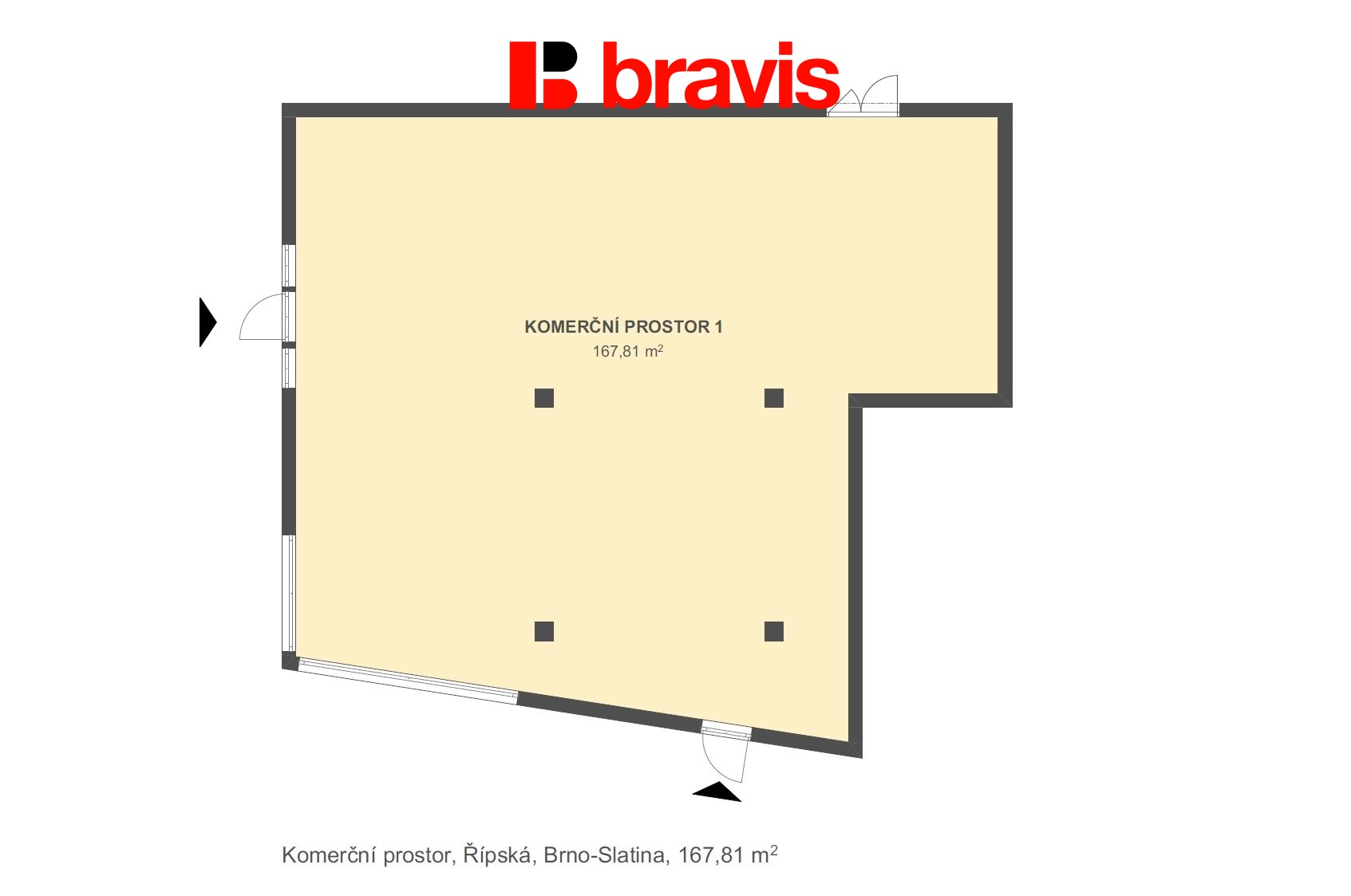 Komerce Řípská 167,81m2 prostor č.1