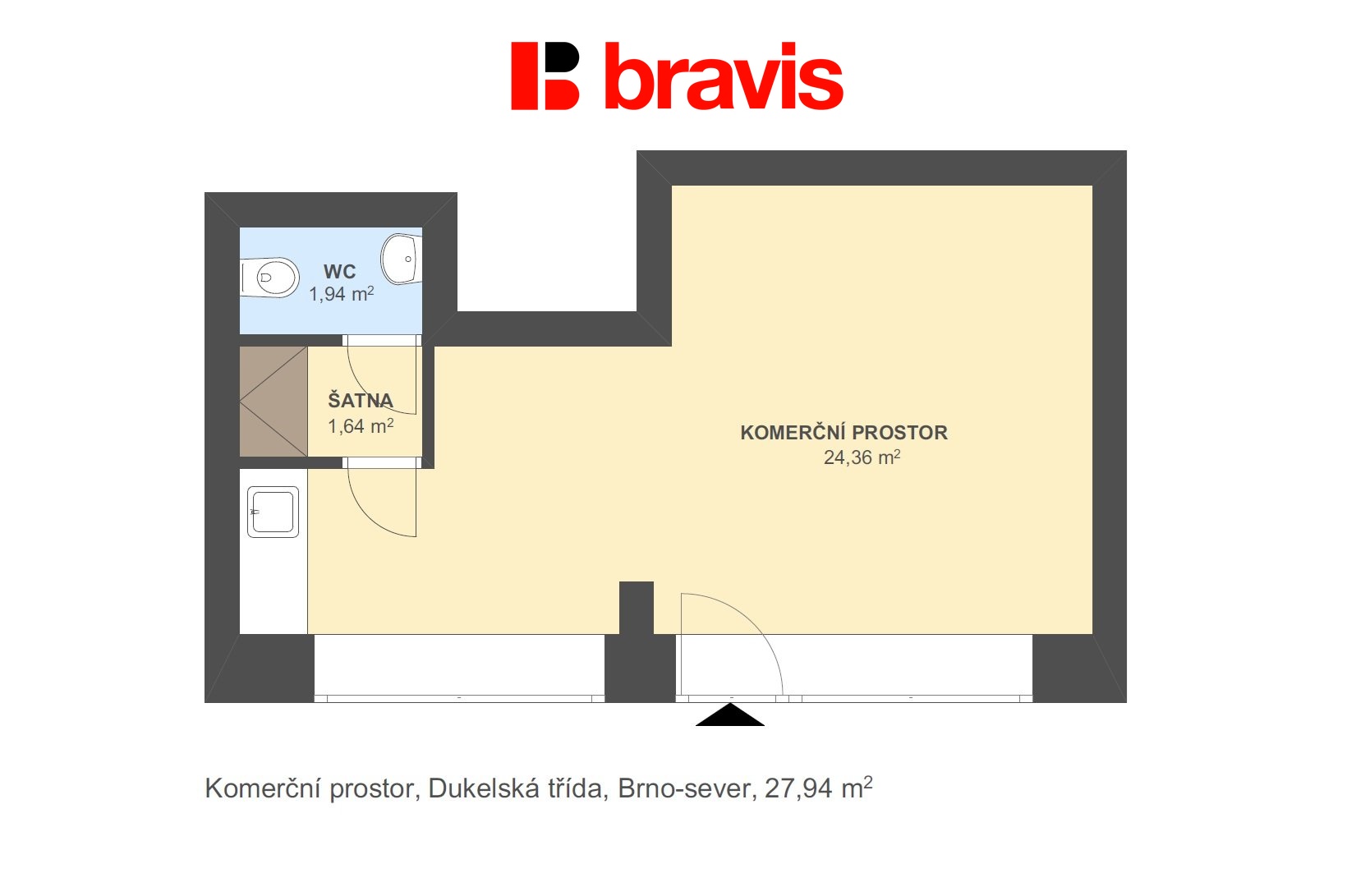 Komerce Dukelská třída 27,94m2