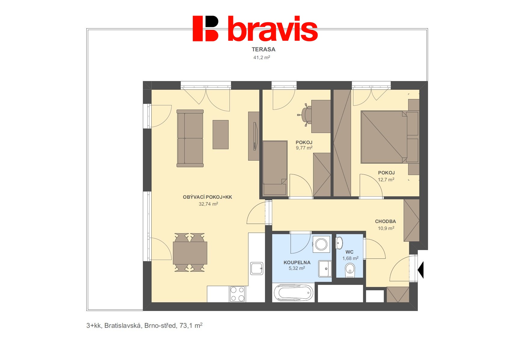 3+kk Bratislavská 73,1m2