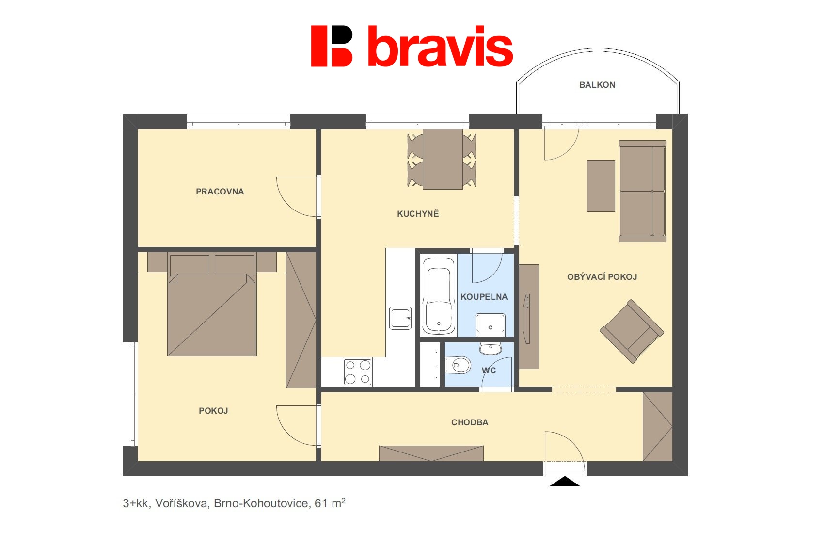 3+kk Voříškova 61m2