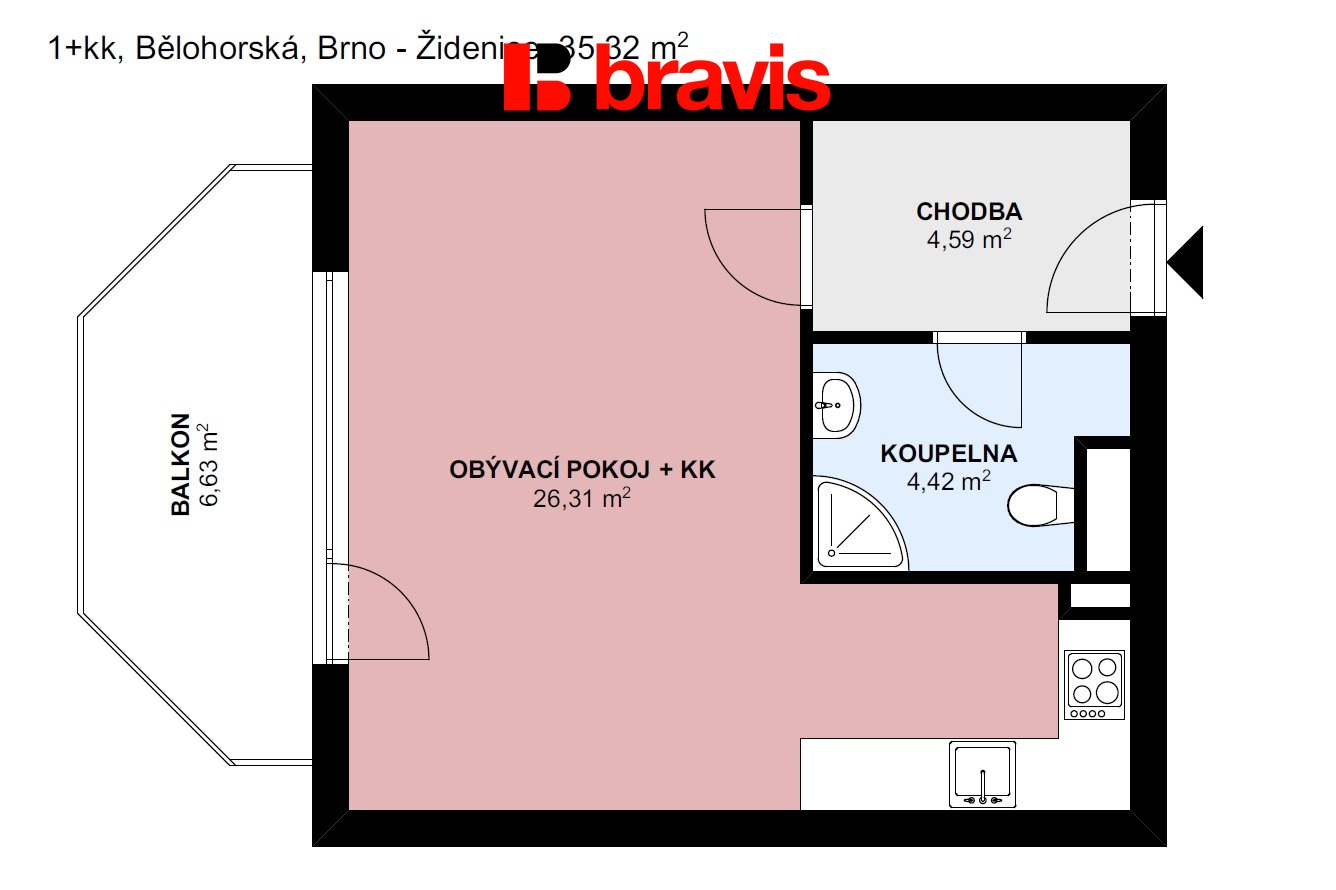 1+kk Bělohorská 35,32m2