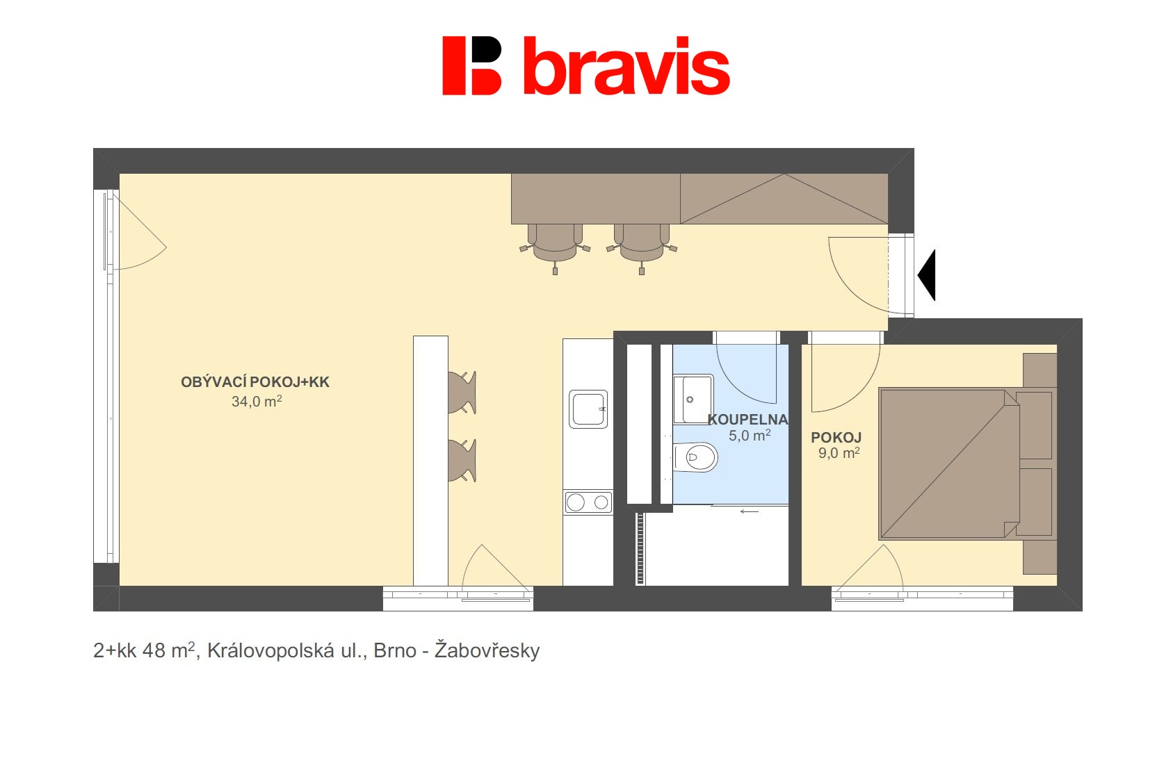 2+kk Královopolská 48m2