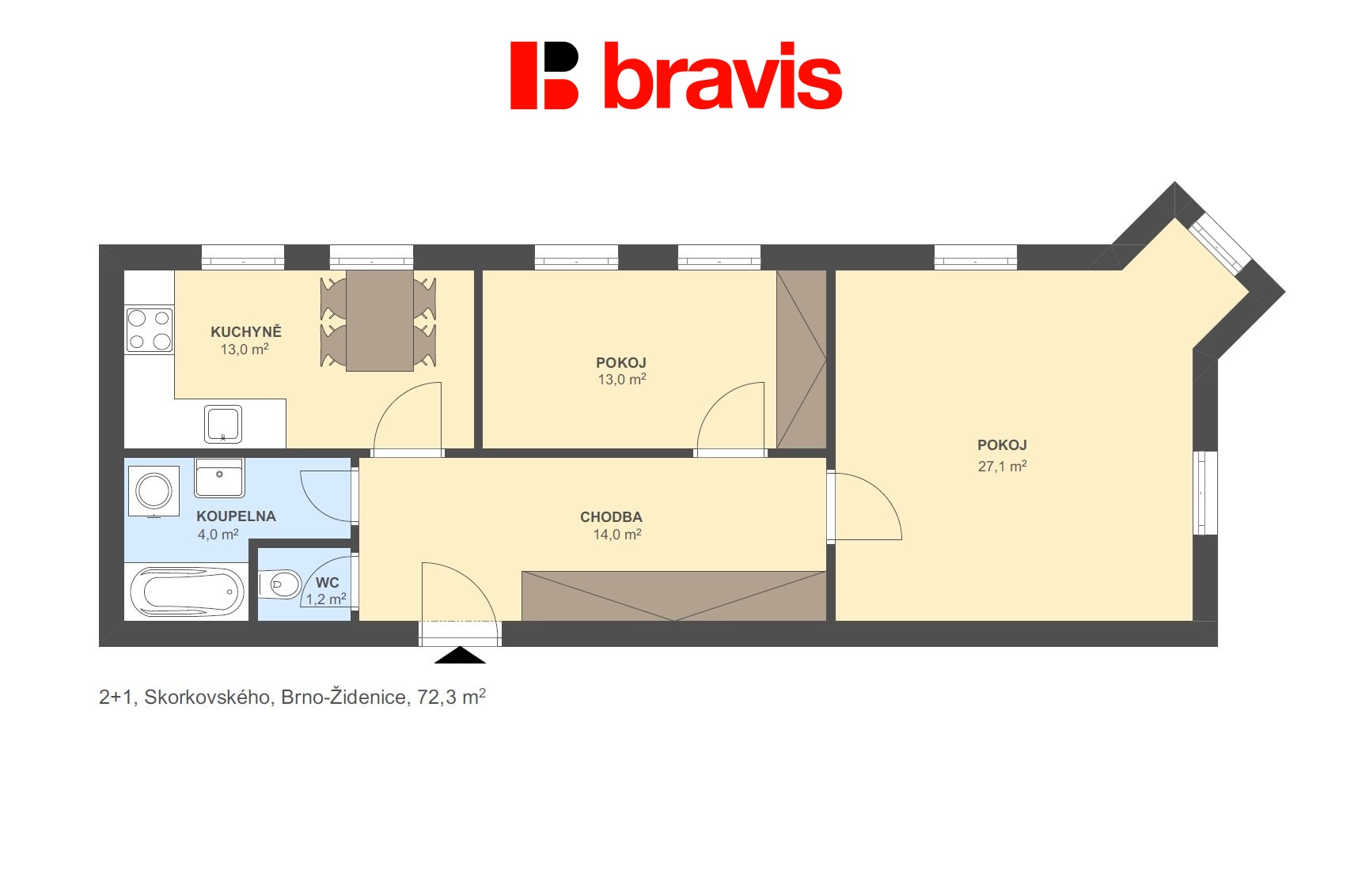 2+1 Skorkovského 72,3m2 n