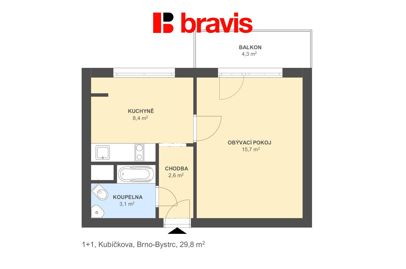 1+1 Kubíčkova 29,8m2